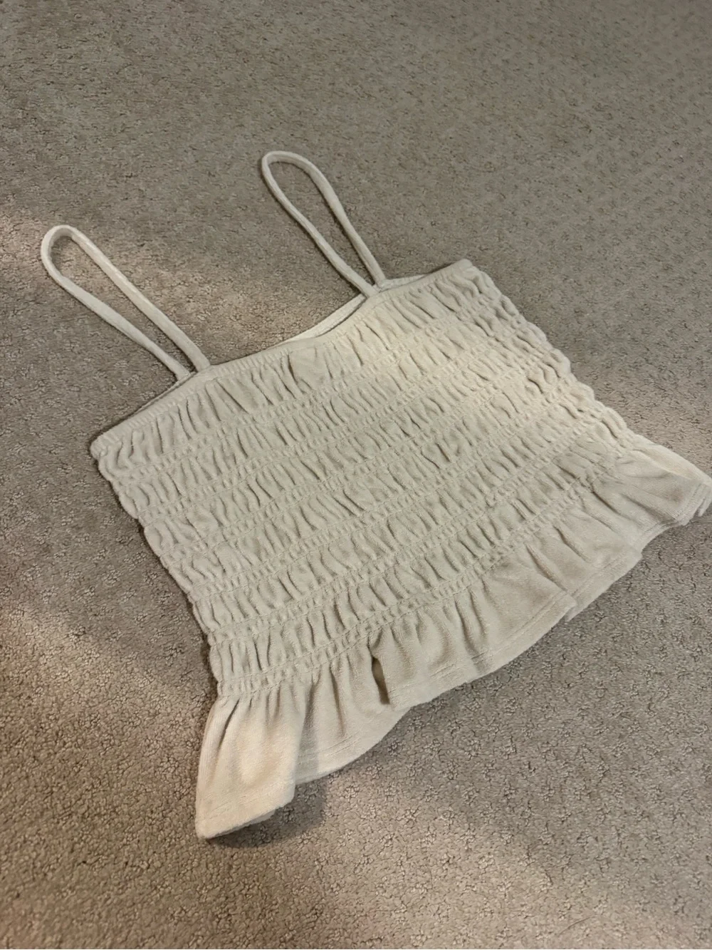 H&M Cream Smocked Ruffle Cami Top - Picture 2 of 3